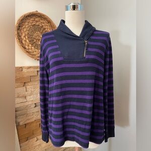 Ralph Lauren Navy and Purple Striped Turtleneck Sweater